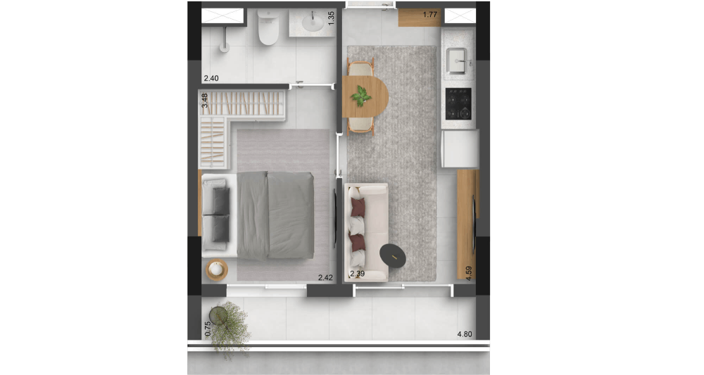 33,81 M² | 1 DORM. COM VAGA*