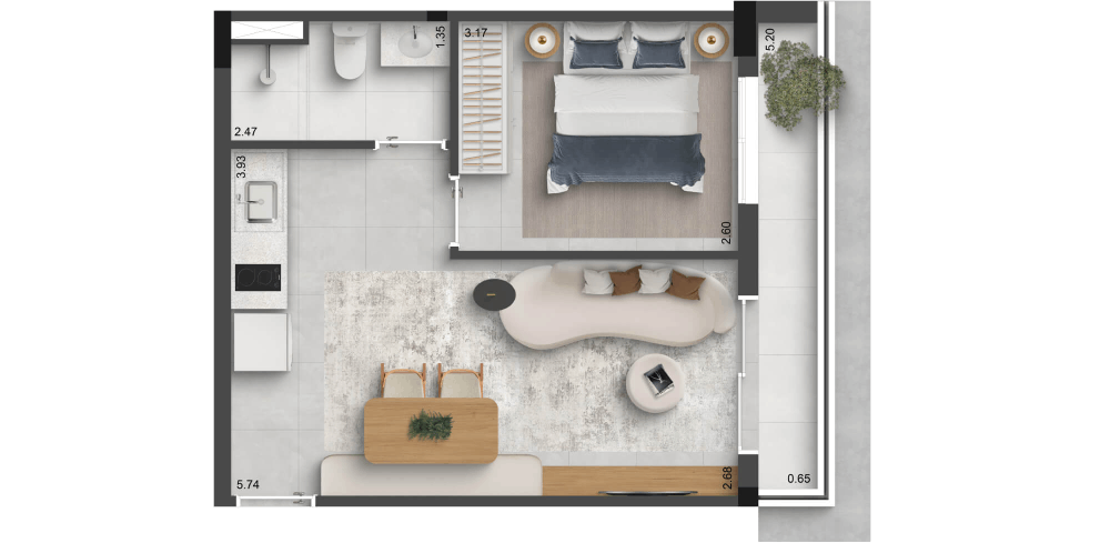 41,03 M² | 1 DORM. COM VAGA*